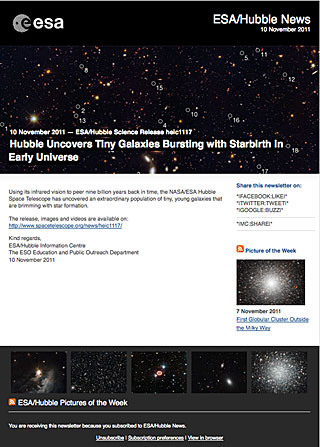 ESA/Hubble Science Release heic1117 - Hubble Uncovers Tiny Galaxies Bursting with Starbirth in Early Universe