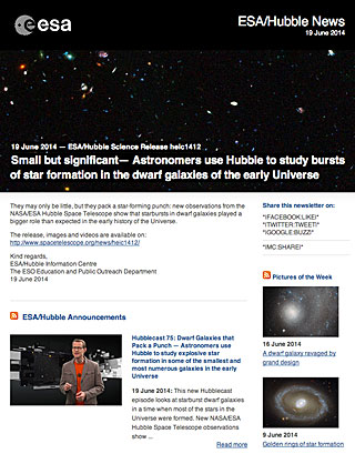 ESA/Hubble Science Release heic1412 - Small but significant — Astronomers use Hubble to study bursts of star formation in the dwarf galaxies of the early Universe