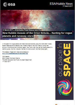 ESA/Hubble Photo Release heic1705 - New Hubble mosaic of the Orion Nebula — Hunting for rogue planets and runaway stars