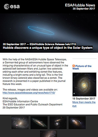 ESA/Hubble Science Release heic1715 - Hubble discovers a unique type of object in the Solar System