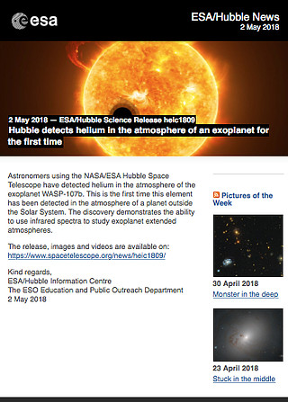 ESA/Hubble Science Release heic1809 - Hubble detects helium in the atmosphere of an exoplanet for the first time