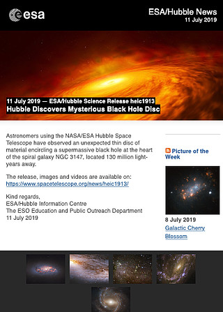 ESA/Hubble Science Release heic1913 - Hubble Discovers Mysterious Black Hole Disc