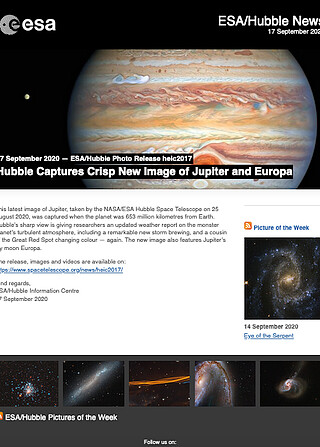 ESA/Hubble Photo Release heic2017 - Hubble Captures Crisp New Image of Jupiter and Europa