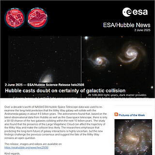 ESA/Hubble Science Release heic2508 - Hubble casts doubt on certainty of galactic collision