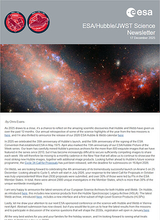 ESA/Hubble/Webb Science Newsletter - December 2025