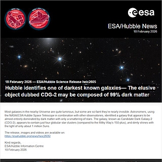 ESA/Hubble Science Release heic2605 - Hubble identifies one of darkest known galaxies — The elusive object dubbed CDG-2 may be composed of 99% dark matter