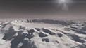Flight over a crater of an Extrasolar planet